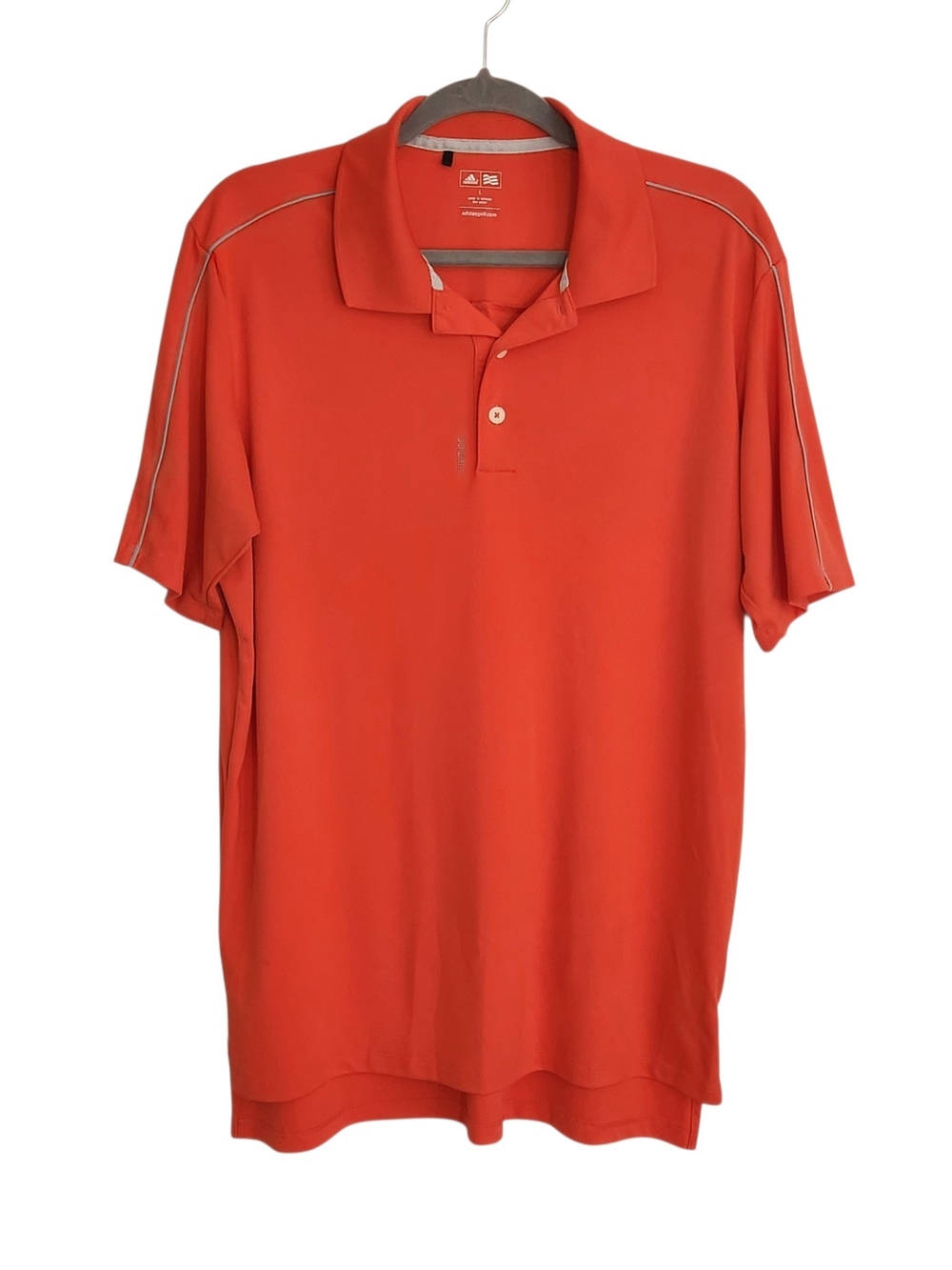 Adidas Orange Performance Golf Polo Reflective Details Size Large